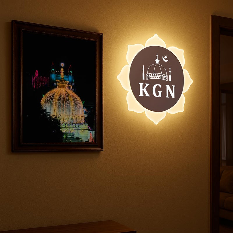 Lamp master KGN Islamic LED Wall Light | Flower Shape Acrylic Light for Home Decor | White + Warm White LED Wall Mounted Light for Living Room, Masjid, Namaz Room | 23x23 cm - Image 4