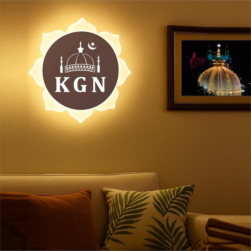 Lamp master KGN Islamic LED Wall Light | Flower Shape Acrylic Light for Home Decor | White + Warm White LED Wall Mounted Light for Living Room, Masjid, Namaz Room | 23x23 cm - Image 3