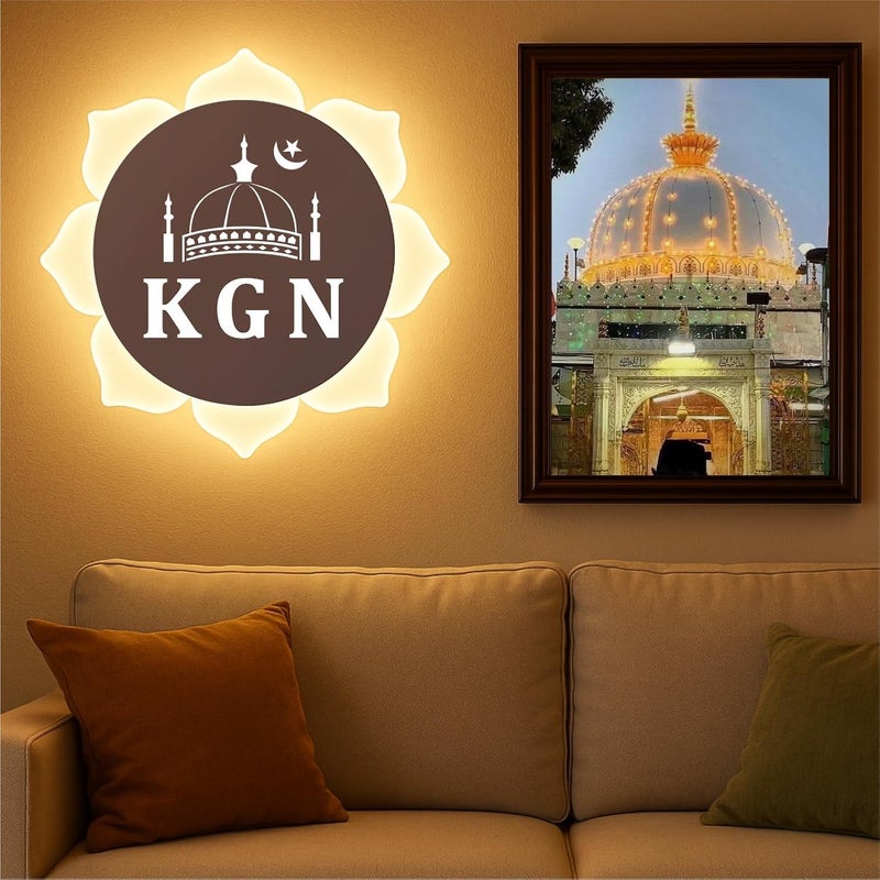 Lamp master KGN Islamic LED Wall Light | Flower Shape Acrylic Light for Home Decor | White + Warm White LED Wall Mounted Light for Living Room, Masjid, Namaz Room | 23x23 cm - Image 2