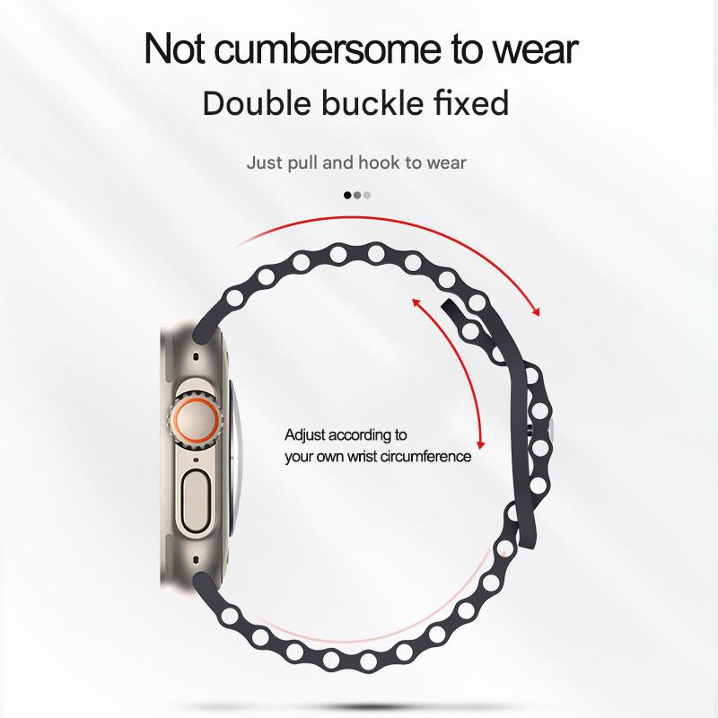 erorex For Apple Watch Series 10 46Mm Butterfly Buckle Ocean Silicone Watch Band With Film Integrated Pc Case(White) - Image 3