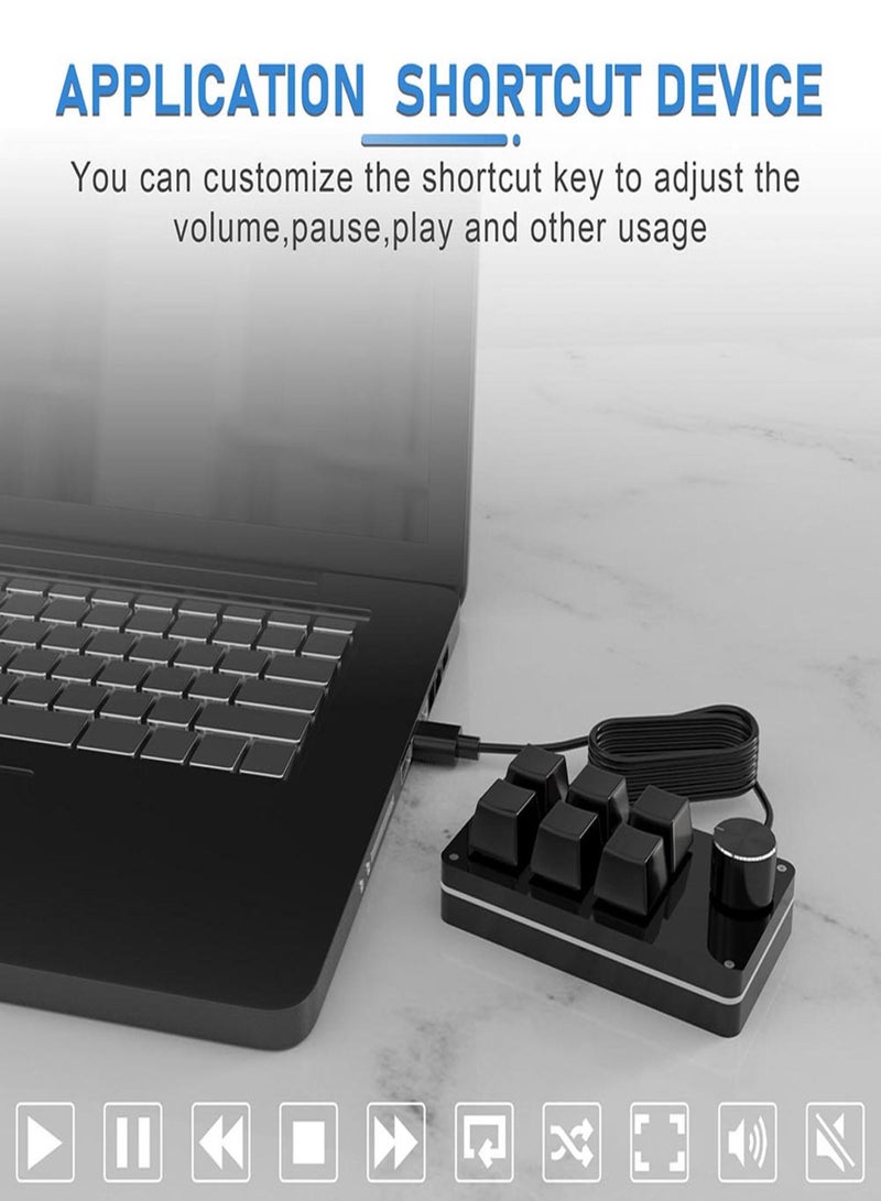 One hand Wired RGB Keyboard Mini Mechanical Keyboard USB Custom keyboard Macro Programmable keyboard 6 keys 1 knob - Image 2
