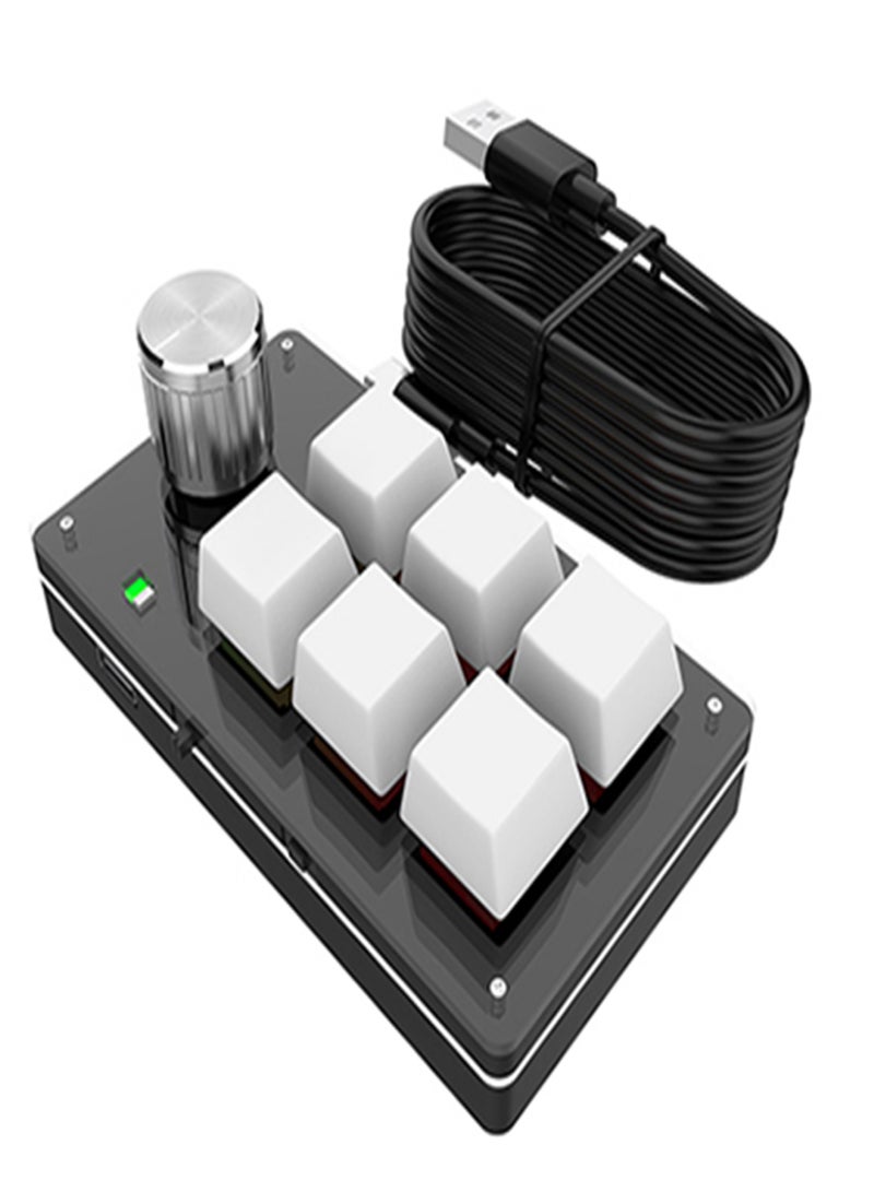 One hand Wired RGB Keyboard Mini Mechanical Keyboard USB Custom keyboard Macro Programmable keyboard 6 keys 1 knob - Image 1