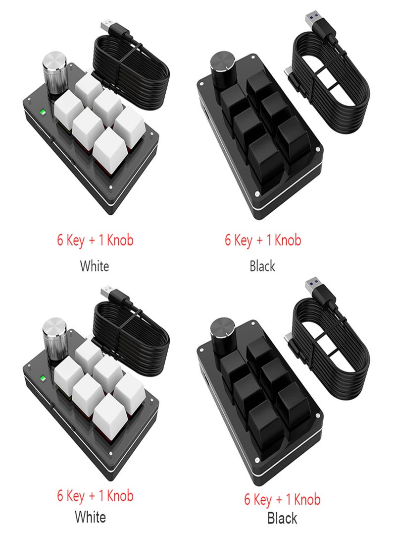One hand Wired RGB Keyboard Mini Mechanical Keyboard USB Custom keyboard Macro Programmable keyboard 6 keys 1 knob - Image 3