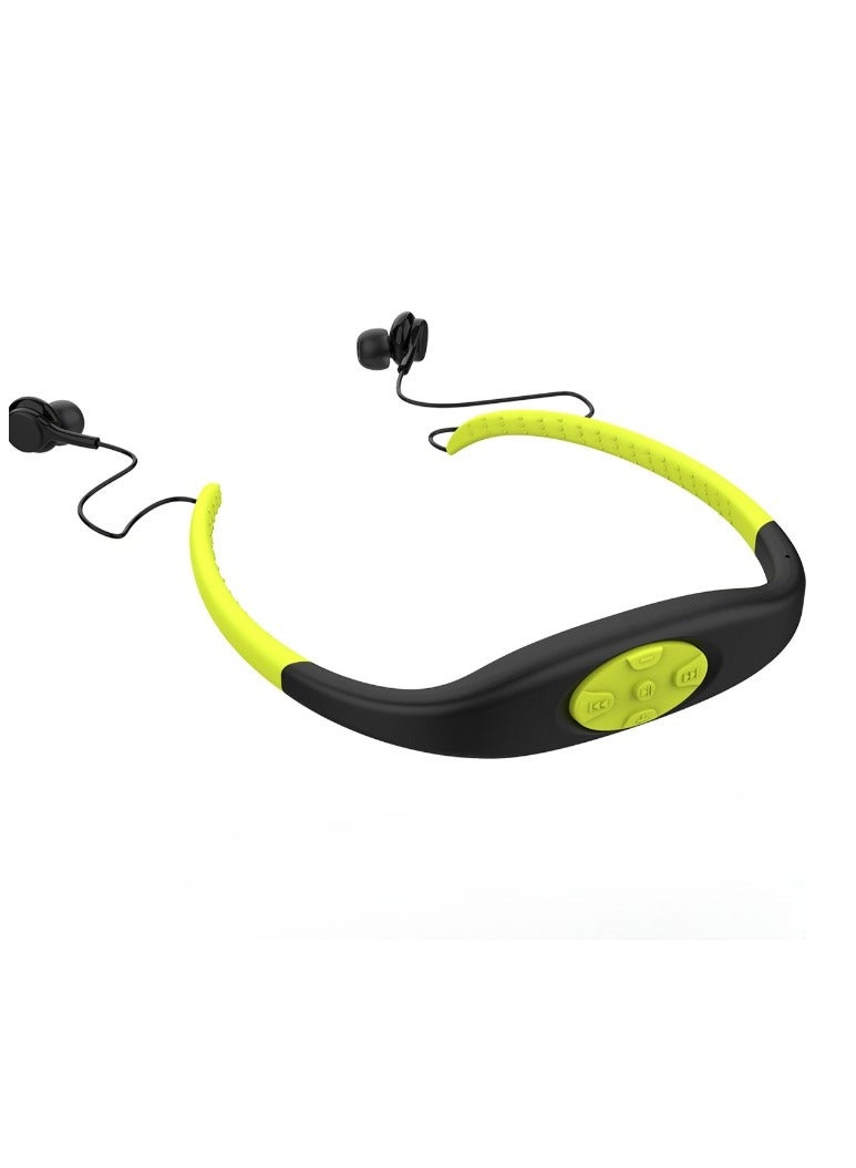 BOKA Bluetooth Swimming Headphones, Waterproof Mp3 Headset Music Player, Comfortable HD Stereo Sound Earbuds, Rechargeable Neckband Headphones For Swimming, Surfing, Running, Sports, (1pc, Yellow) - Image 1