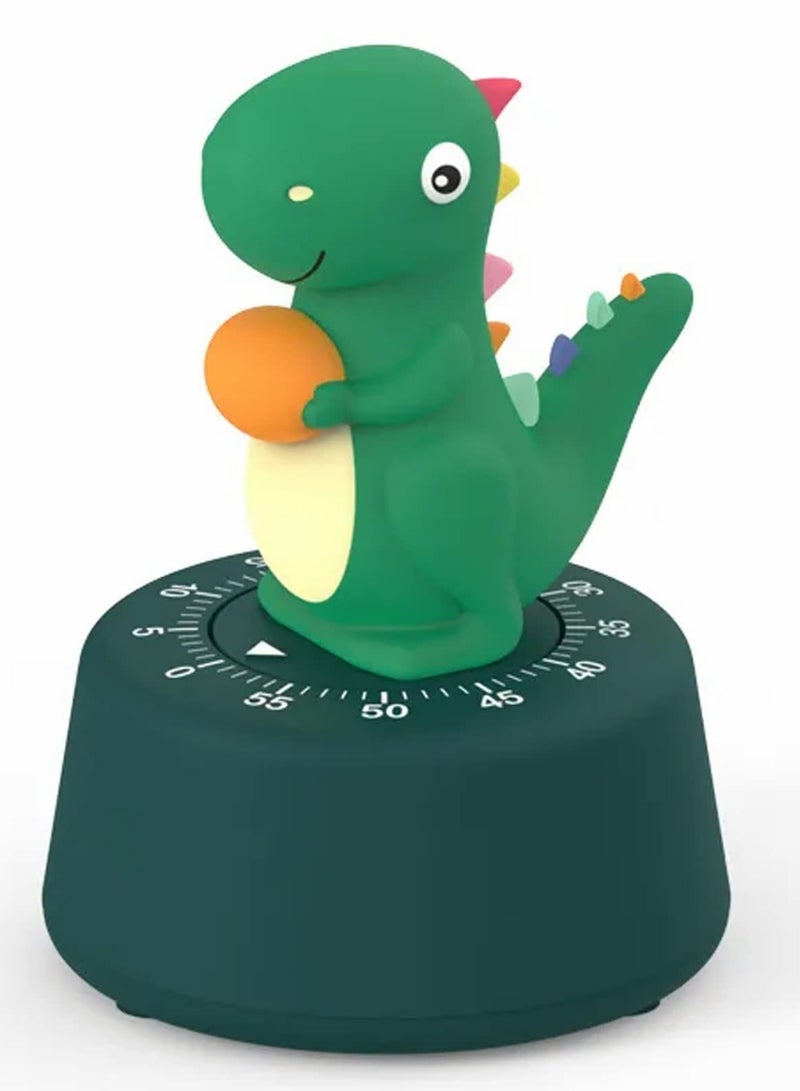 SOLARAE Kitchen Timer, Cute Cartoon Dinosaur Timer Mechanical Counters Timer, Animal Digital Countdown Timer for Kids Home Office Worker Student (Dark Green) - Image 1