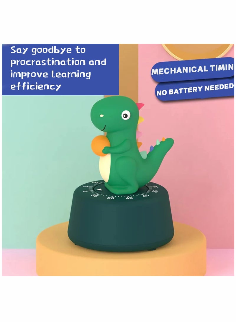 SOLARAE Kitchen Timer, Cute Cartoon Dinosaur Timer Mechanical Counters Timer, Animal Digital Countdown Timer for Kids Home Office Worker Student (Dark Green) - Image 4