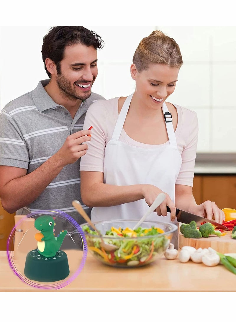 SOLARAE Kitchen Timer, Cute Cartoon Dinosaur Timer Mechanical Counters Timer, Animal Digital Countdown Timer for Kids Home Office Worker Student (Dark Green) - Image 3