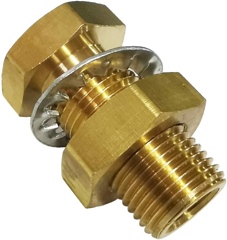 Legines 1/4" NPT Female Brass Bulkhead Coupling Tank Fitting, 1-1/2" Length (Pack of 2) - Image 4