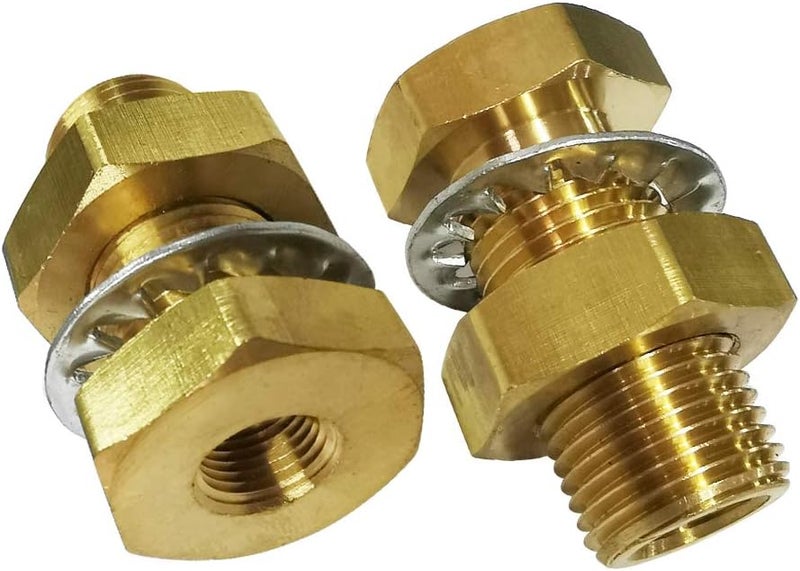 Legines 1/4" NPT Female Brass Bulkhead Coupling Tank Fitting, 1-1/2" Length (Pack of 2) - Image 1