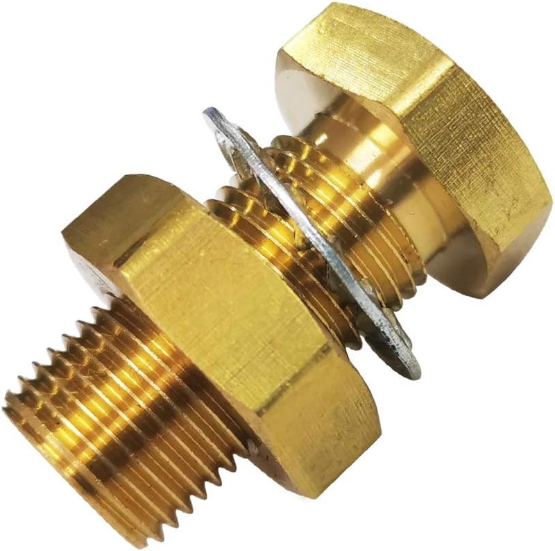 Legines 1/4" NPT Female Brass Bulkhead Coupling Tank Fitting, 1-1/2" Length (Pack of 2) - Image 3