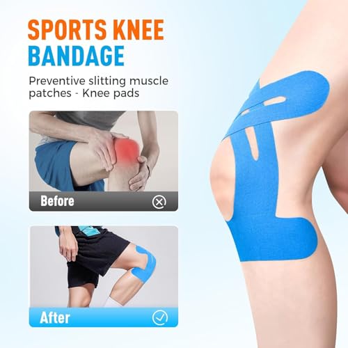 SELLSHO Precut Kinesiology Tape for Knees, 10 Pcs - Knee Support & Stability, Knee Pain Relief Athletic Tape - Waterproof & Elastic, Breathable Hypoallergenic Latex-Free Tape (10) - Image 2