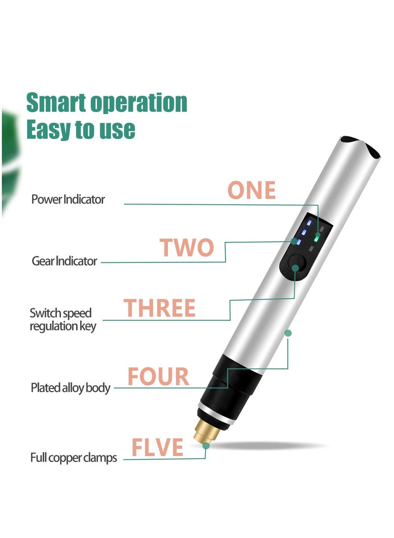 Zikra Electric Engraving Pen with 36 Templates, 25W Cordless Etching Engraving Tool Mini Speed Control Usb Rechargeable Mini Professional Jewelry Engraving Machine Wood Metal Glass Stone - Image 2
