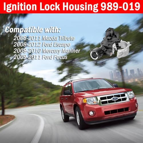 Qagea Ignition Lock Housing with Anti-theft Bolt Replaces 989-019 9L8Z3511A 9L8Z-3511-A ZZDB66160 fit for 2008-2012 Ford Escape, 2008-2011 Mazda Tribute, 2008-2010 Mercury Mariner, 2009-2011 Ford Focus - Image 2
