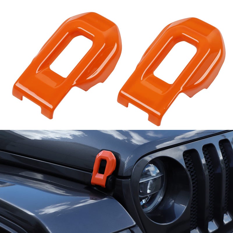 Hoolcar Hood Latch Lock Catch Brackets Cover for 2018-2021 Jeep Wrangler JL JLU & 2020-2021 Gladiator JT, Orange - Image 1