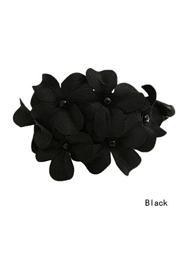Lovef 3 Pcs Fashion Handmade Women Girl Flower Banana Barrette Hair Clip 11.5 * 6 Cm Hair Pin Claw Black Pink Navy - Image 2