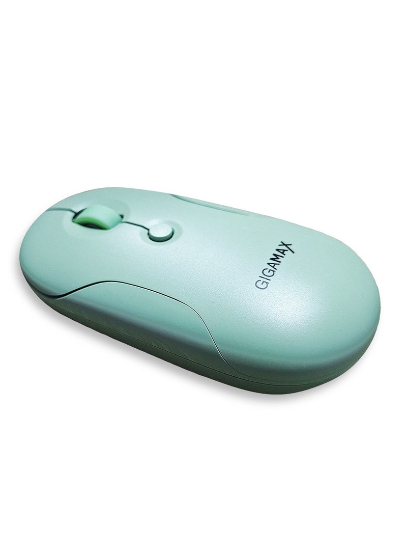 Gigamax - Wireless Desk office Mouse, G-1200, 1600 DPI Wired/Wireless Functional Mouse with 3 Modes Connectivity, Bluetooth and 2.4G Wireless, 4 Macro Buttons, Long Lasting Rechargeable Battery Capacity and for PC/Mac/Laptop , Green - Image 1