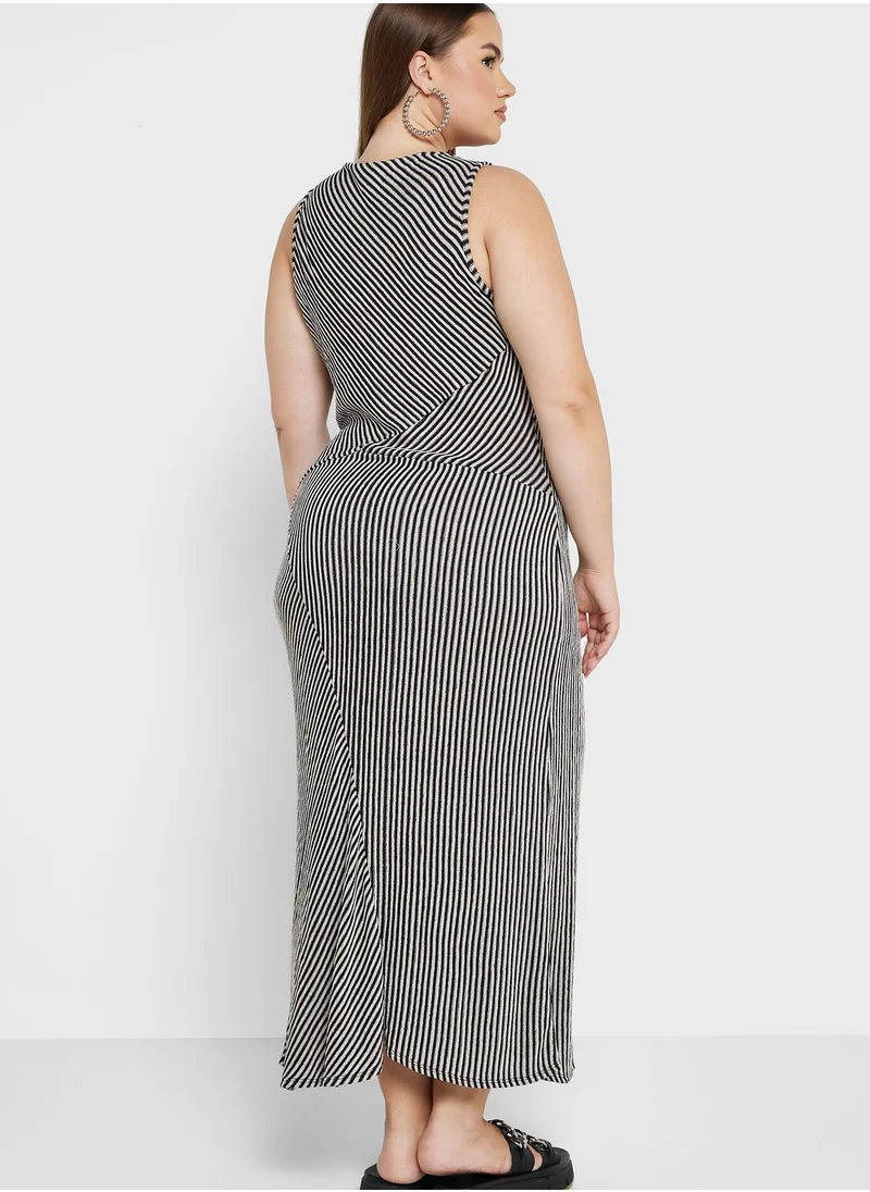 Topshop Curve Striped Knitted Dress