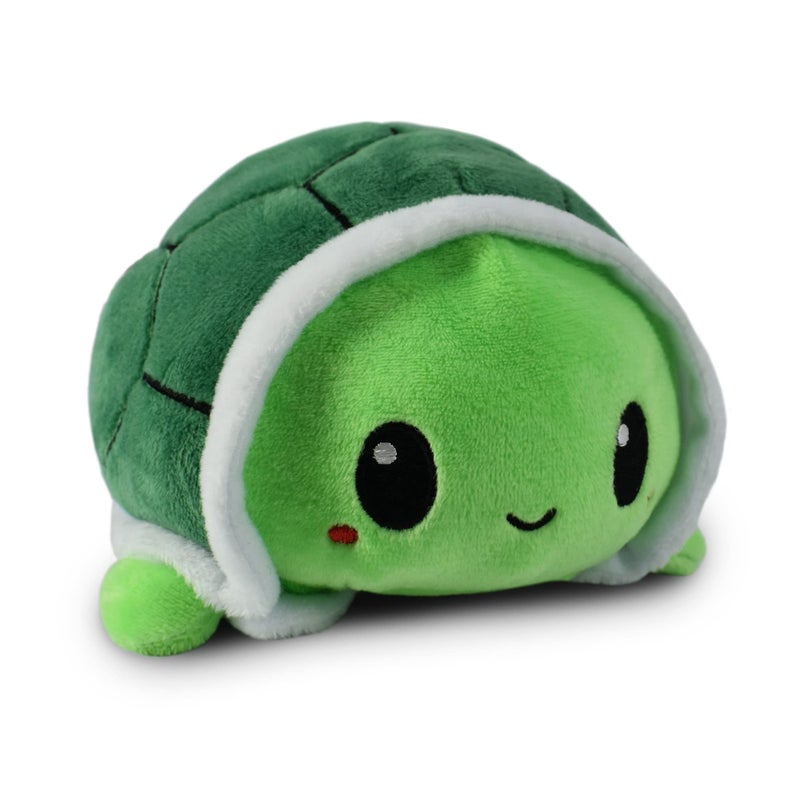 TeeTurtle - The Original Reversible Turtle Plushie - Green - Cute Sensory Fidget Stuffed Animals That Show Your Mood 4 inch - Image 1