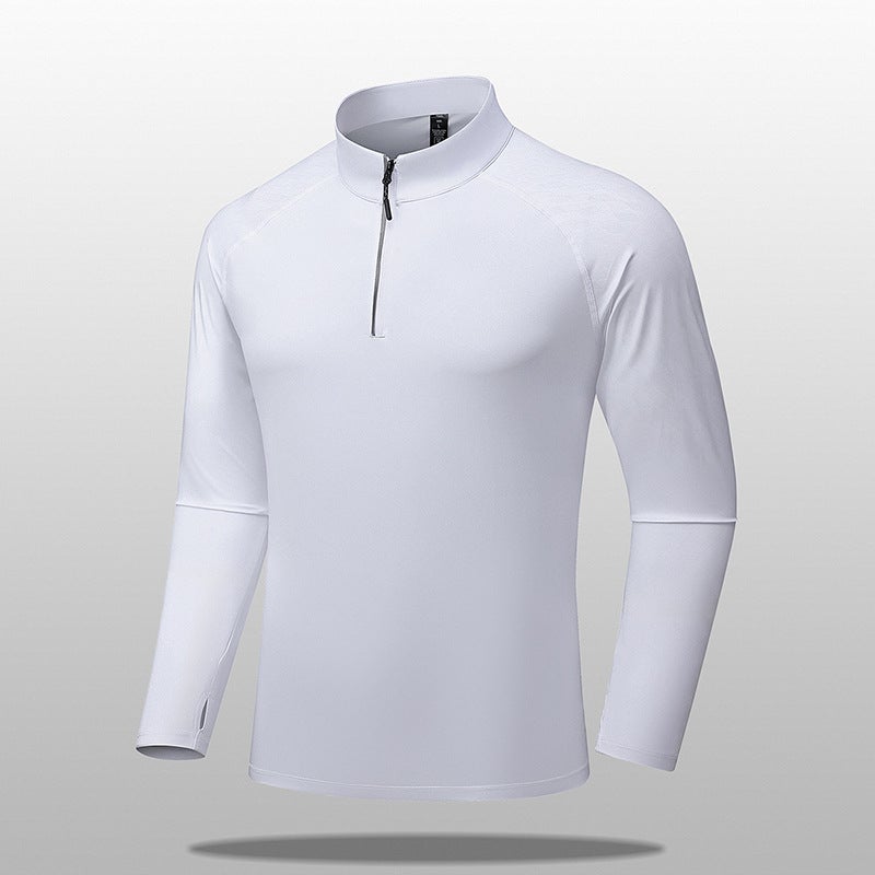 Quick-Drying Long-Sleeved Sports T-Shirt Men'S Half Zipper Top Elastic Outdoor Fitness Running Clothes - Image 4