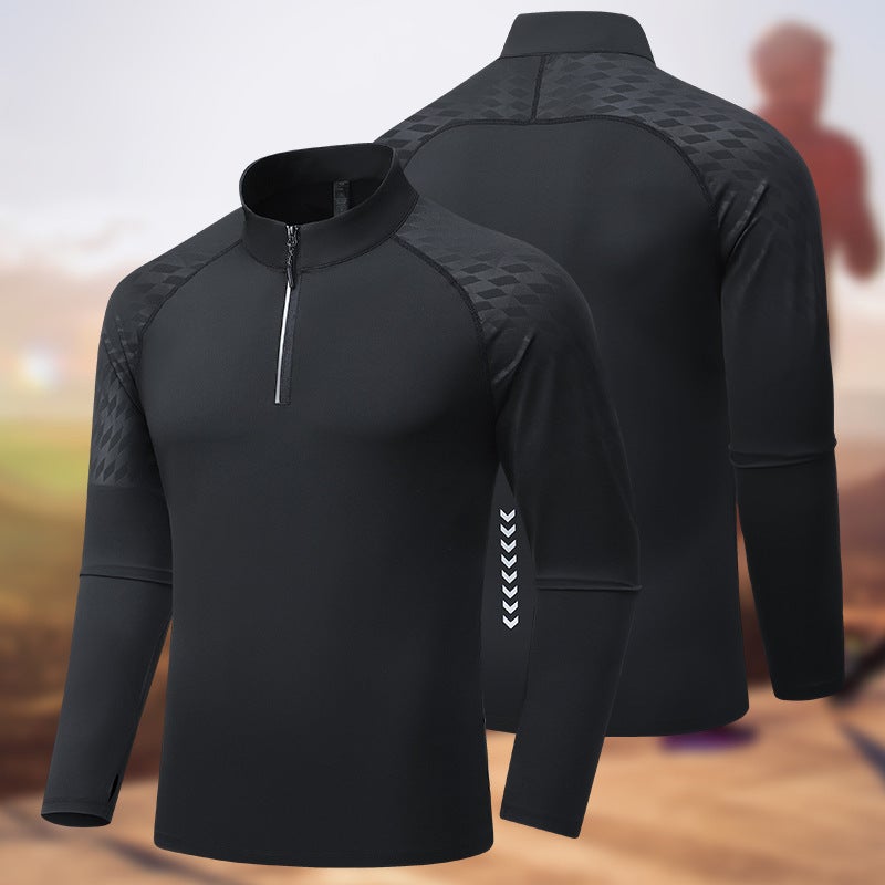 Quick-Drying Long-Sleeved Sports T-Shirt Men'S Half Zipper Top Elastic Outdoor Fitness Running Clothes - Image 2