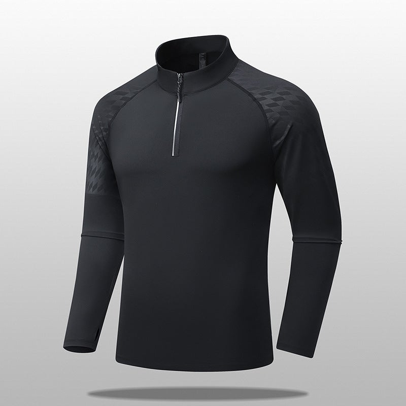 Quick-Drying Long-Sleeved Sports T-Shirt Men'S Half Zipper Top Elastic Outdoor Fitness Running Clothes - Image 1