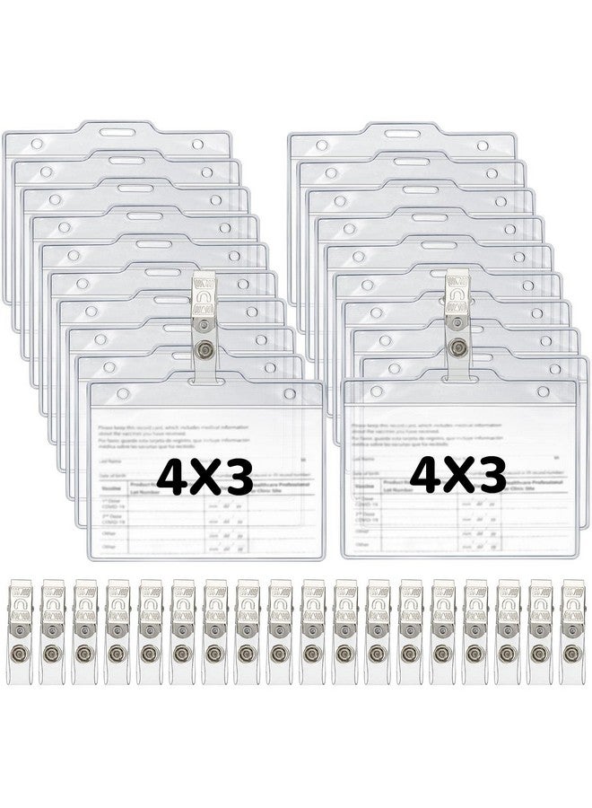 Tenare Name Tags With Clips Name Tag Holder For 4 X 3 Id Badge Clear Waterproof Vinyl Plastic Sleeve Cover Horizontal Card Holder For Travel And Events (50 Pieces) - Image 1