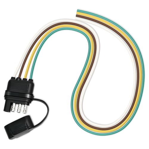 Quadafy 4 Pin Trailer Connector with 18Inch 16AWG Pure Copper Trailer Wire Harness for Utility Rewiring BothSide Taillights and Light Replacement - Image 1