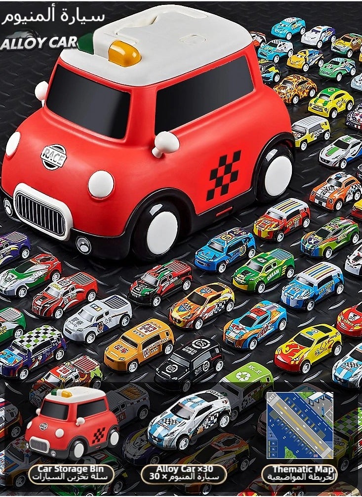 CALL PLAY - 32pcs Cars Toys for Toddler 1-3 2-4 3-5 4-7 Years Old Boys Kids,Die-Cast Cars Toys with Storage Die-Cast Cars,Toys Gifts for 3 4 5 6 Year Old Boys（red） - Image 1