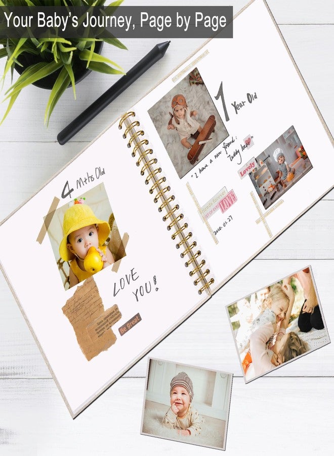 Sprsthai 8 x 8 Inch Scrapbook Photo Album, Hardcover Kraft White Pages Arch Window Photo, Memory Book Linen Cover for Photos, Scrapbook Albums for Travel, Wedding Anniversary Christmas Baby 40 Pages, Beige - Image 3