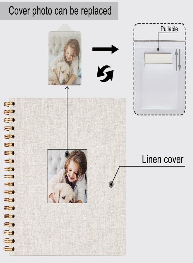 Sprsthai 8 x 8 Inch Scrapbook Photo Album, Hardcover Kraft White Pages Arch Window Photo, Memory Book Linen Cover for Photos, Scrapbook Albums for Travel, Wedding Anniversary Christmas Baby 40 Pages, Beige - Image 5