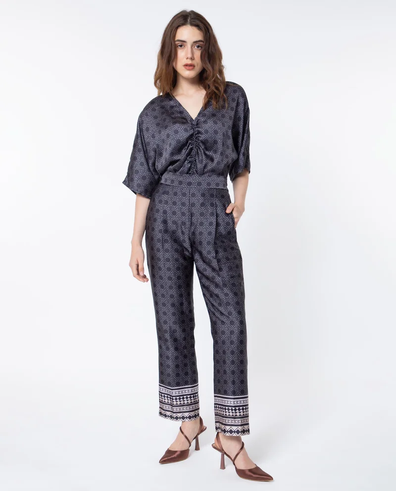 Rareism Women's Modern Chic Geometric Trousers