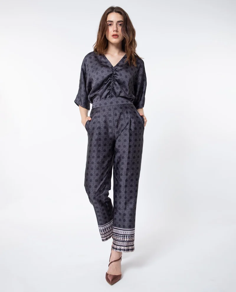 Rareism Women's Modern Chic Geometric Trousers