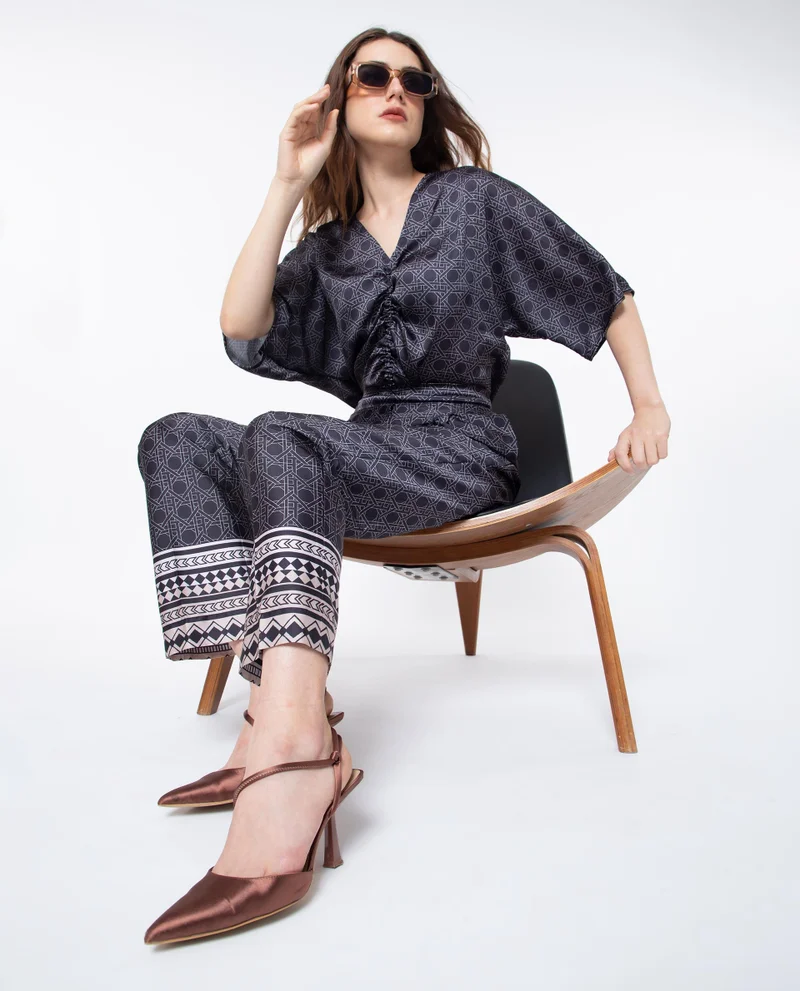 Rareism Women's Modern Chic Geometric Trousers
