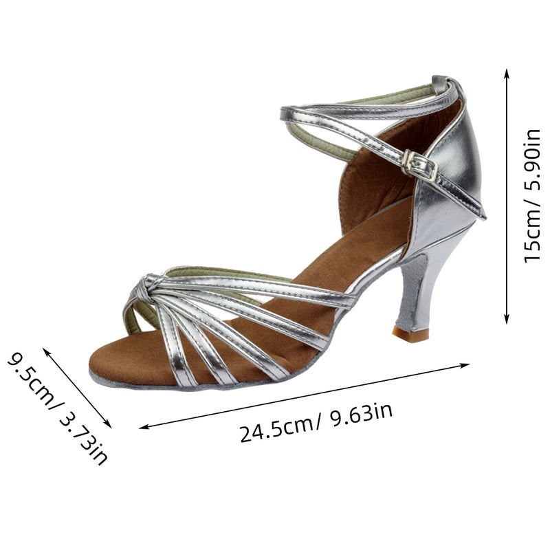 1 Pair Of High-Heeled Shoes Knotted Strap High Heels Latin Dancing Shoes For Lady - Size 39 ( ) - Image 2