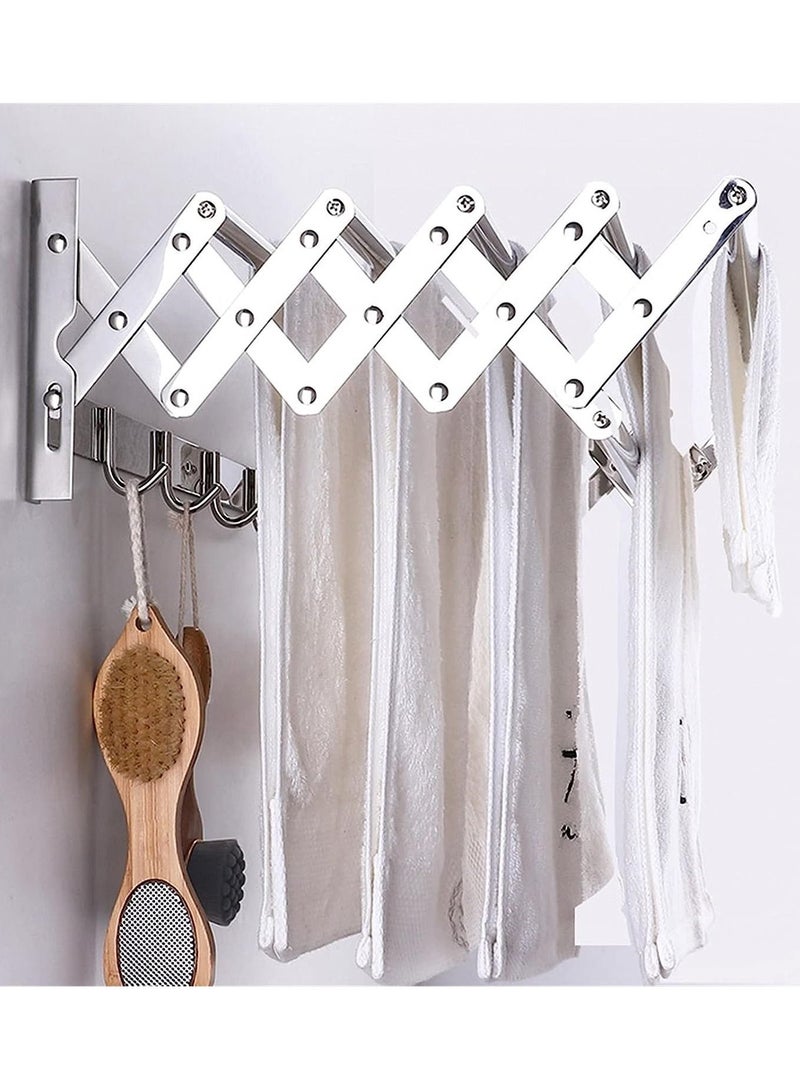 DubaiGallery Wall Mounted Clothes Airer Wall Mount Clothes Drying Rack Stainless Steel Bathroom Shelf Thicken Towel Rack Folding Drying Rack Telescopic Towel Rack Towel Drying Rack (Size : 150cm)  - Image 3