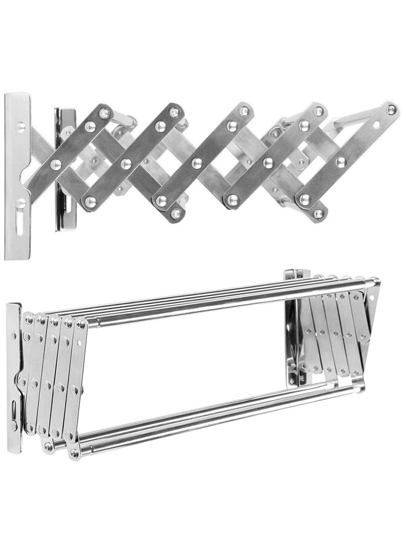 DubaiGallery Wall Mounted Clothes Airer Wall Mount Clothes Drying Rack Stainless Steel Bathroom Shelf Thicken Towel Rack Folding Drying Rack Telescopic Towel Rack Towel Drying Rack (Size : 150cm)  - Image 2