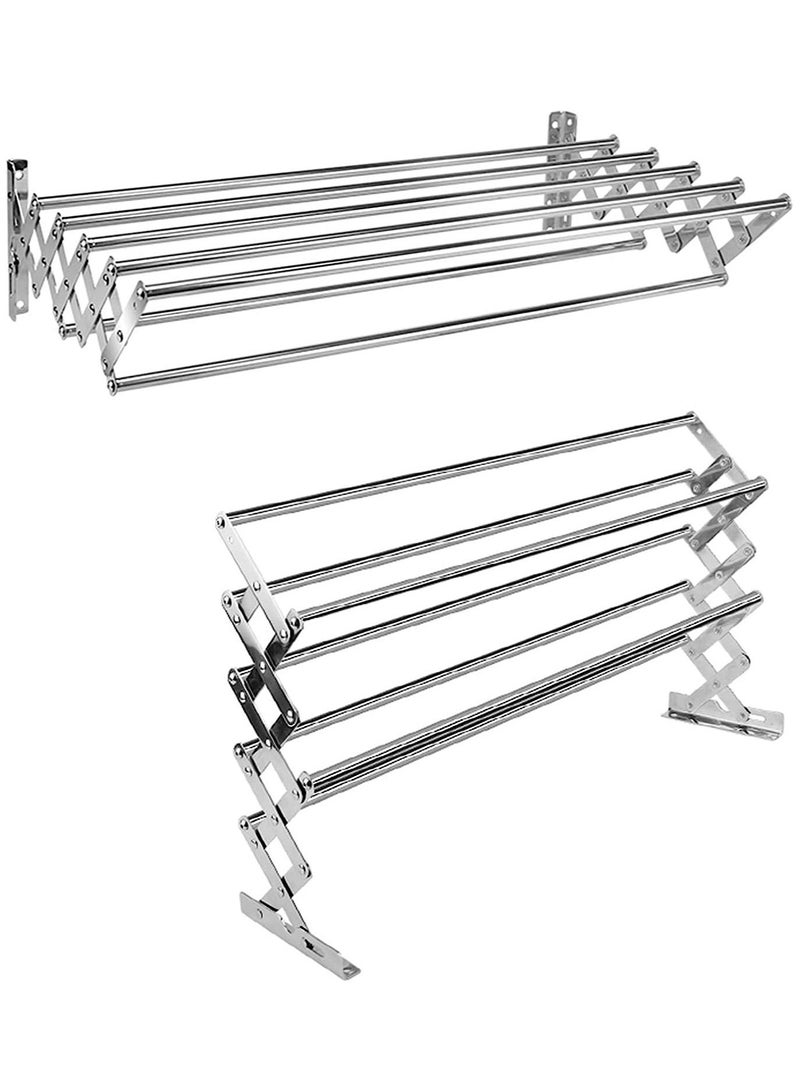 DubaiGallery Wall Mounted Clothes Airer Wall Mount Clothes Drying Rack Stainless Steel Bathroom Shelf Thicken Towel Rack Folding Drying Rack Telescopic Towel Rack Towel Drying Rack (Size : 150cm)  - Image 4