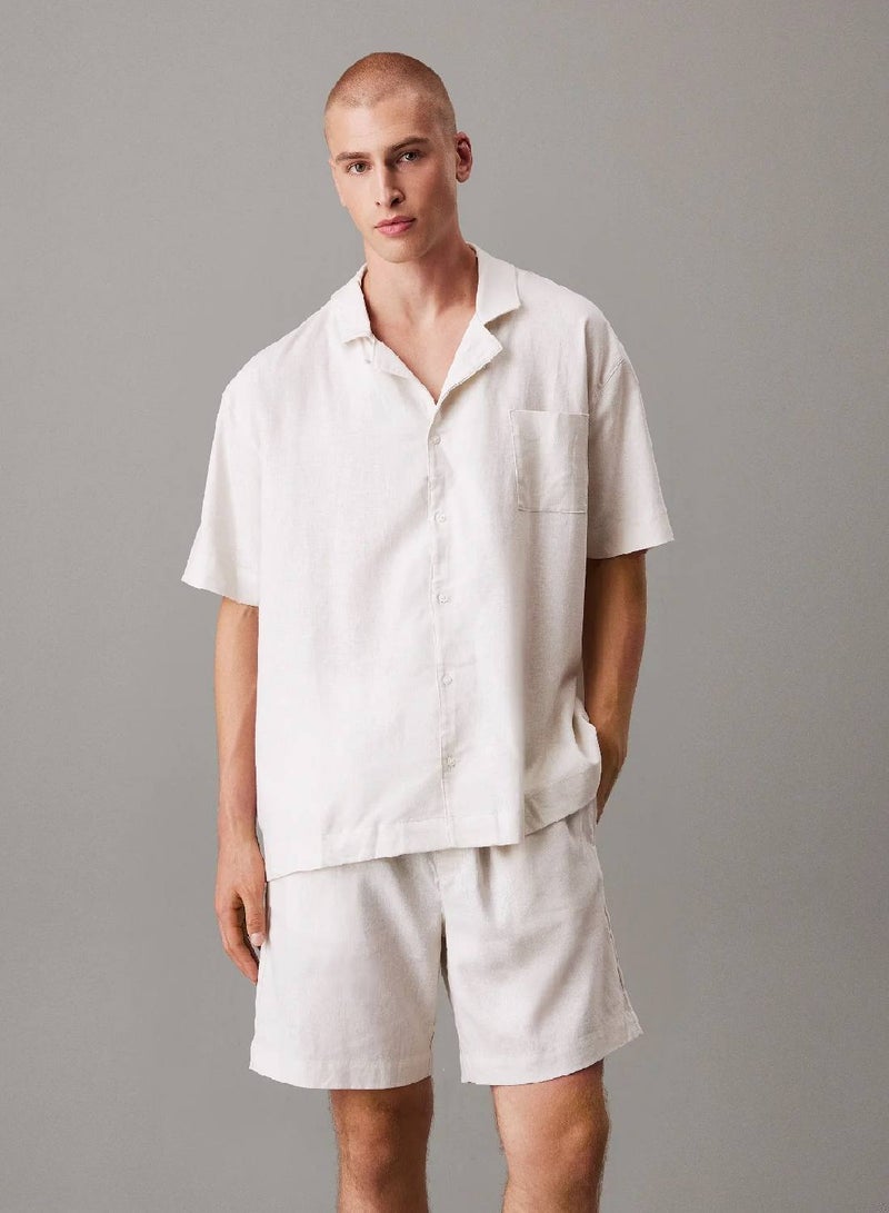 كالفن كلاين قطعة بيجاما علوية من مزيج الكتان - Image 1