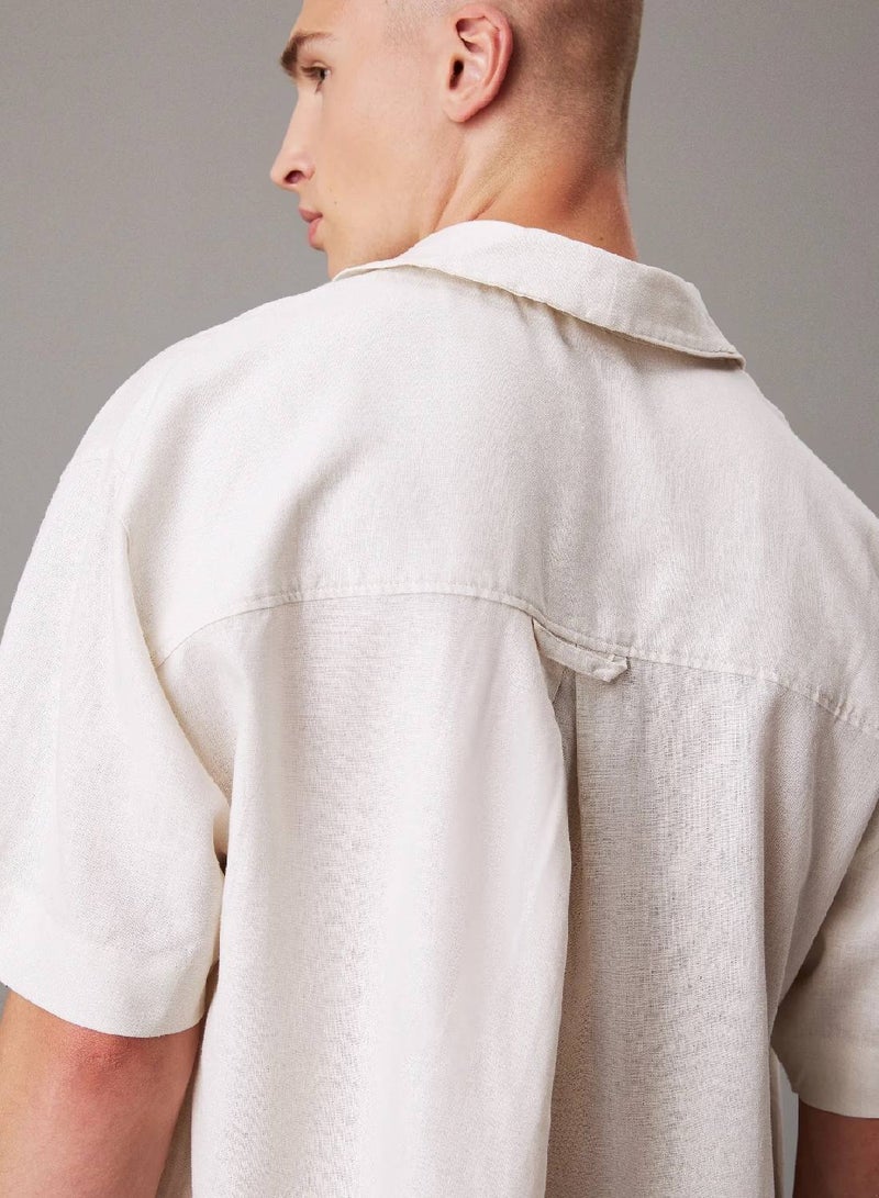 كالفن كلاين قطعة بيجاما علوية من مزيج الكتان - Image 3