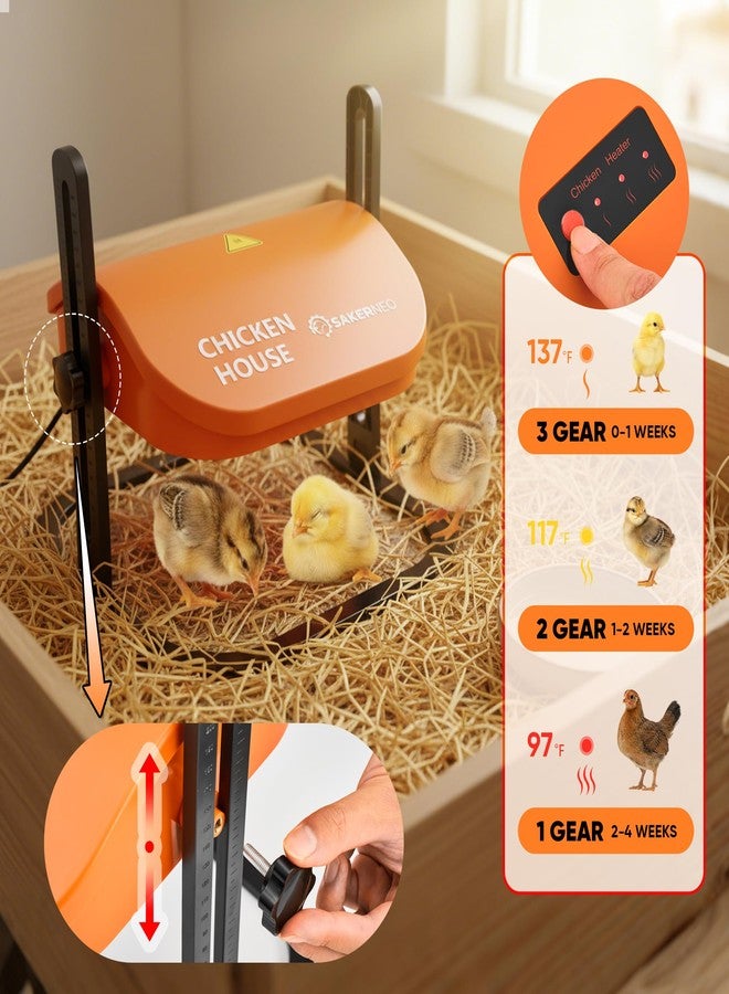 【صينية حضانة ساكر نيو مقاس 10 بوصات × 10 بوصات】 مزودة بقدرة 50 واط مطورة مع 3 مستويات لدرجة الحرارة، وارتفاع وزاوية قابلين للتعديل، وكابلات بطول 6.7 قدم، تتسع لـ 10-15 فرخًا من البط والإوز والسمان - Image 2