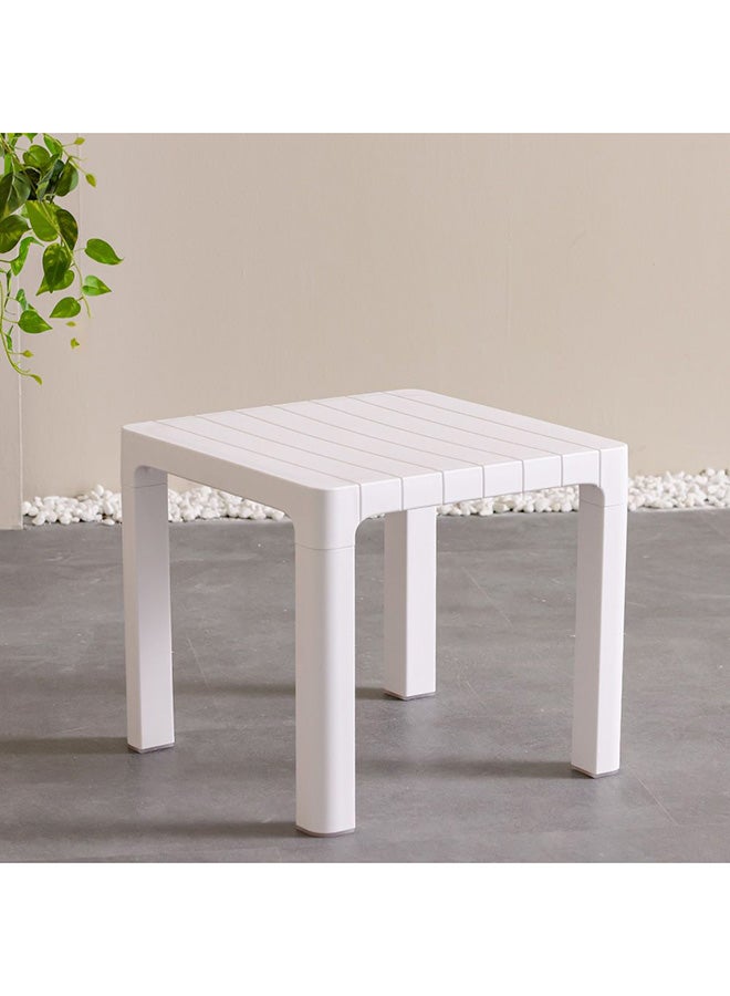 DANUBE HOME Oscar Side Table | 1 pc Outdoor Table | Water-Resistant Patio Desk | All Weather Plastic Patio Modern Outdoor Furniture For Garden-Beige  - Image 1
