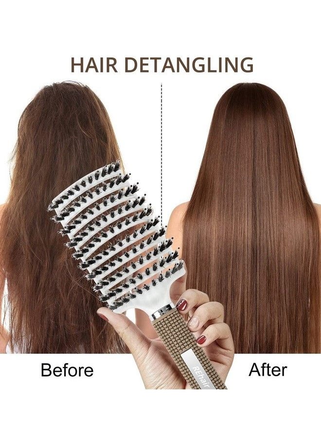 ReHair - Premium Detangler Pain Free Boar Bristles Oversized Vented Hair Brush For Men & Women (White) - Image 1