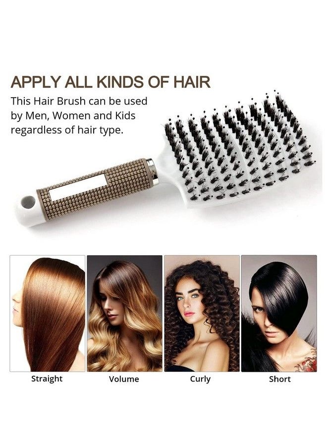 ReHair - Premium Detangler Pain Free Boar Bristles Oversized Vented Hair Brush For Men & Women (White) - Image 1