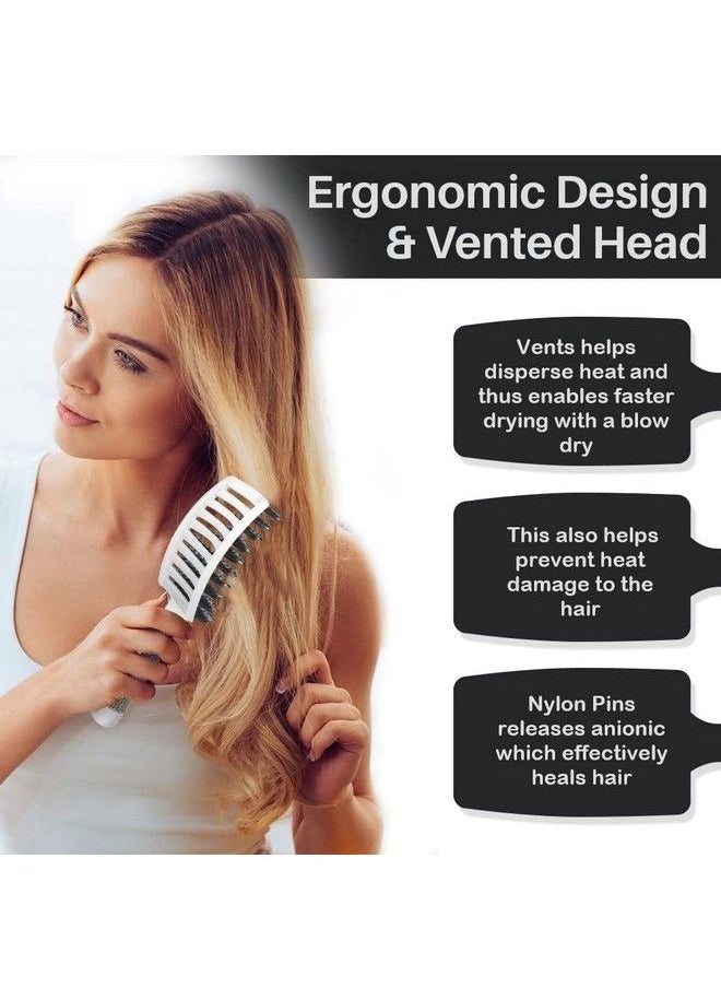 ReHair - Premium Detangler Pain Free Boar Bristles Oversized Vented Hair Brush For Men & Women (White) - Image 1
