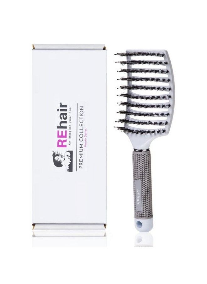 ReHair - Premium Detangler Pain Free Boar Bristles Oversized Vented Hair Brush For Men & Women (White) - Image 1