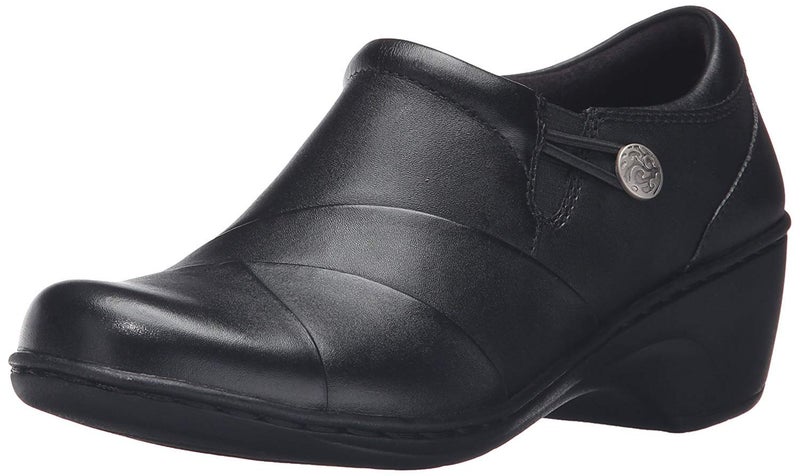Clarks Women's Channing Ann Slip-On Loafer, Black Leather, 11 Wide - Image 1