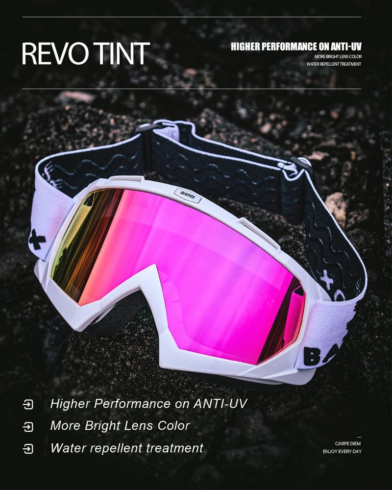 BATFOX Dirt Bike ATV Goggles Motorcycle Gear Riding Motocross Dirtbike 4-Wheeler MX DH Accessories Goggles Glasses for Men Women Youth UV400 Protection Dust-proof Anti-Slip Strap - Image 2