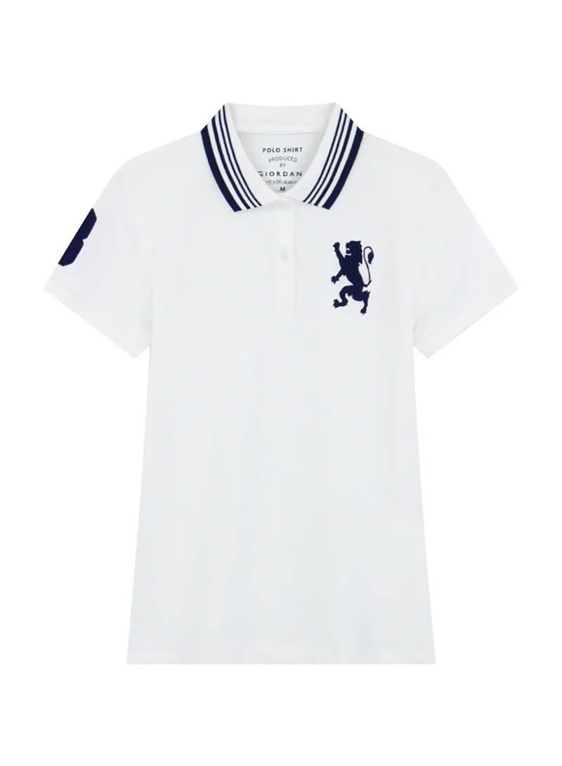 Women’s Slim Pique Polo with 3D Lion Embroidery