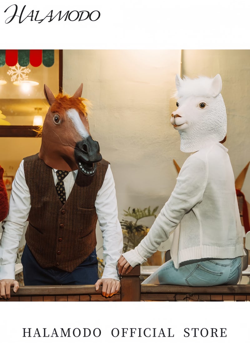 HALAMODO Funny Brown Horse Head Mask for Adults Novelty Latex Animal Mask for Masquerade Parties Costume Events and Fun Dress-Up Realistic Horse Face Prop for Men and Women  - Image 4
