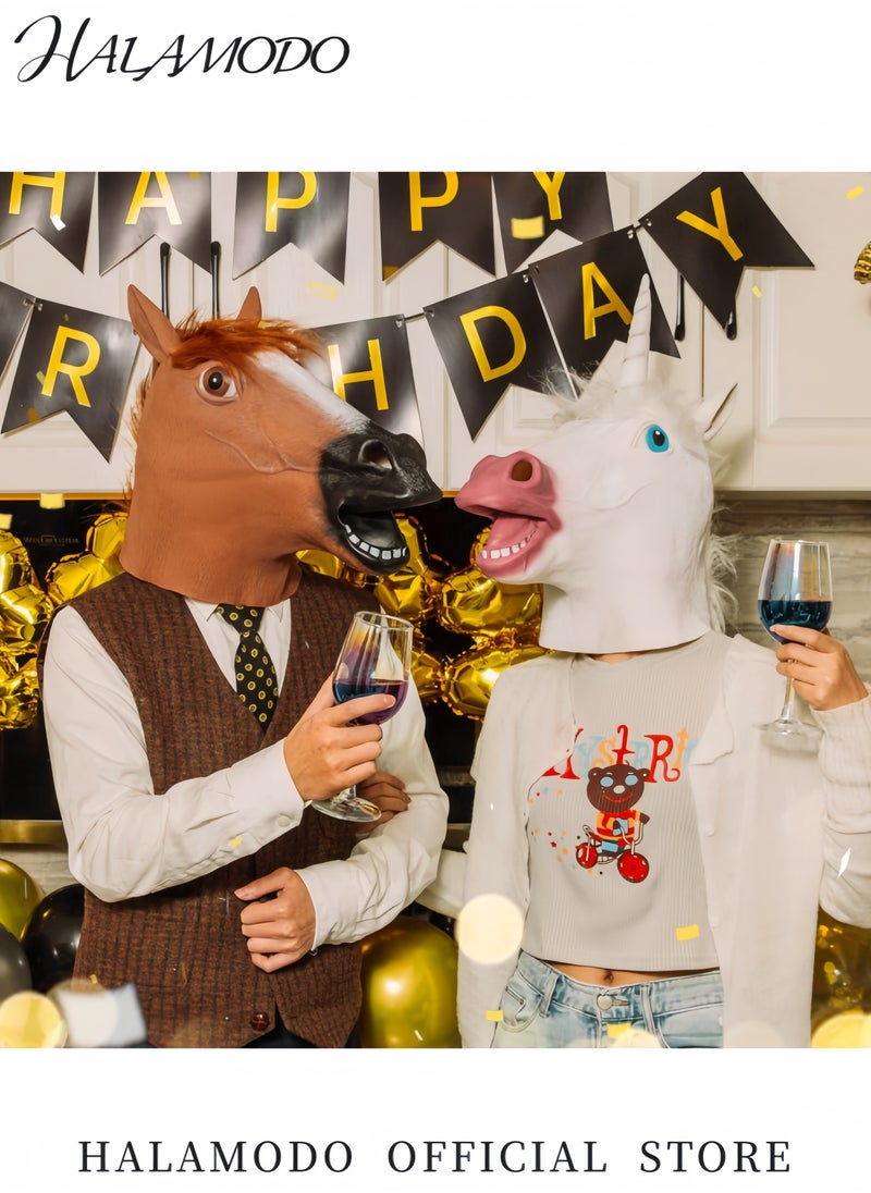 HALAMODO Funny Brown Horse Head Mask for Adults Novelty Latex Animal Mask for Masquerade Parties Costume Events and Fun Dress-Up Realistic Horse Face Prop for Men and Women  - Image 3